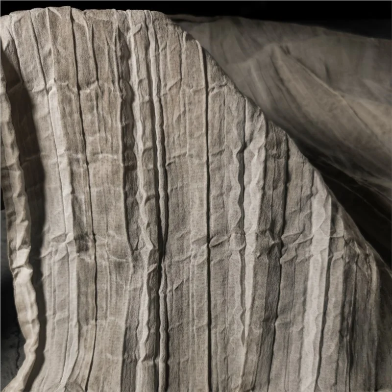 樹皮クラックカラープリーツ生地炒め服シャツスカートバッグデザイナー生地