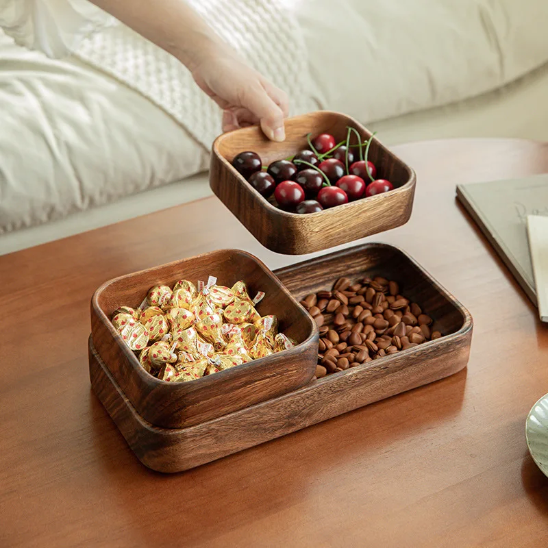 

Black walnut tray Household wooden tea cup Storage Solid wood plate Bread fruit snack tray Coffee tray