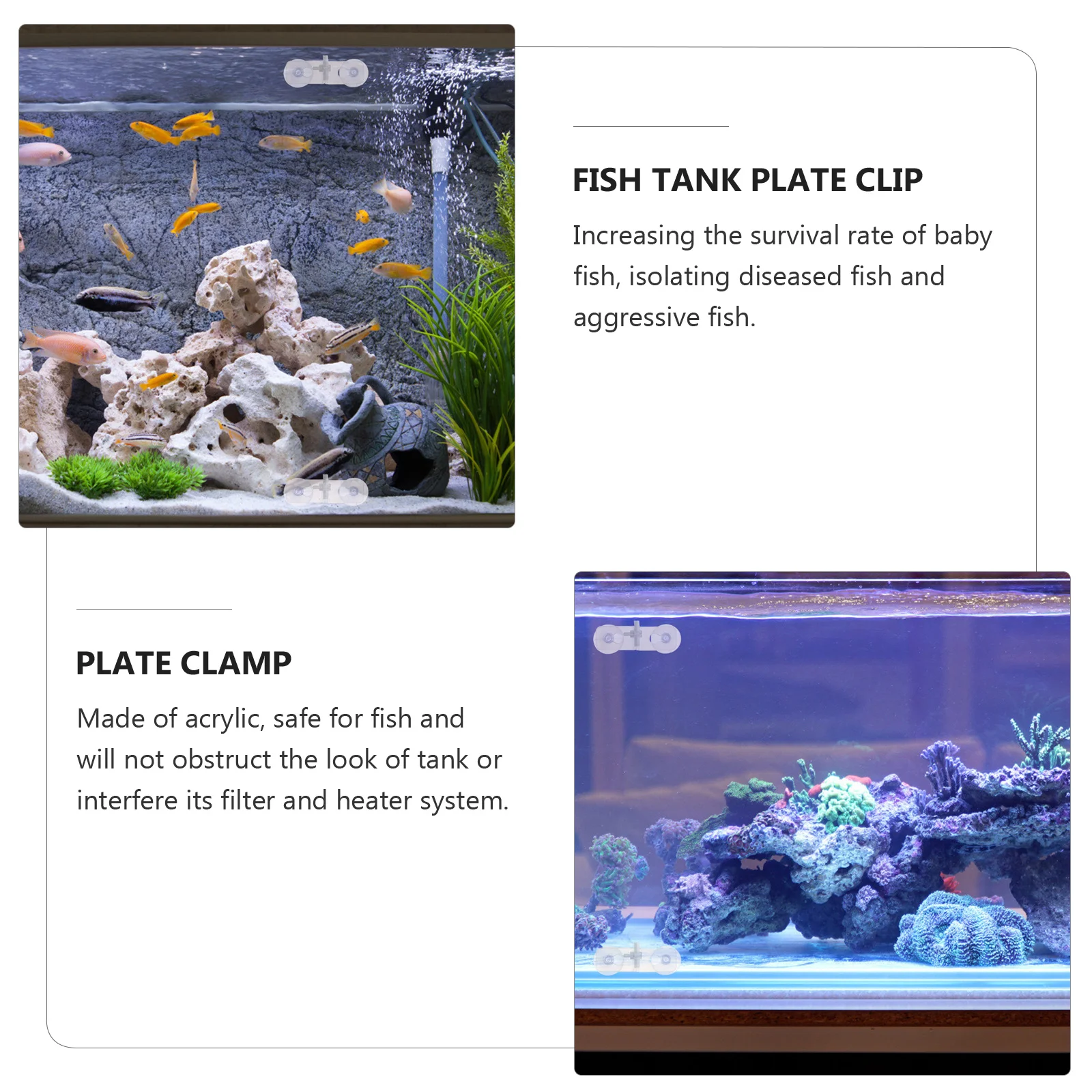 

10Pcs Aquarium Divider Clip Fish Tank Plate Clamp Acrylic Support Suction Cup Holder Isolation Board Fixing Fish Survival