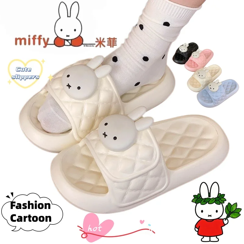

Тапочки Miffy: милые и стильные женские летние сандалии с мультяшным принтом для улицы и дома, на толстой подошве, с защитой от скольжения, подарок для друзей