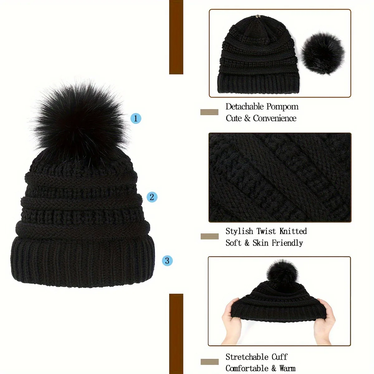 Kleurrijke Lange Watergolf Golvende Pruik, Winterhoed, Caps, Gebreide Hoeden, Beanie, Haar Bevestigd, Groothandel, 20Inch