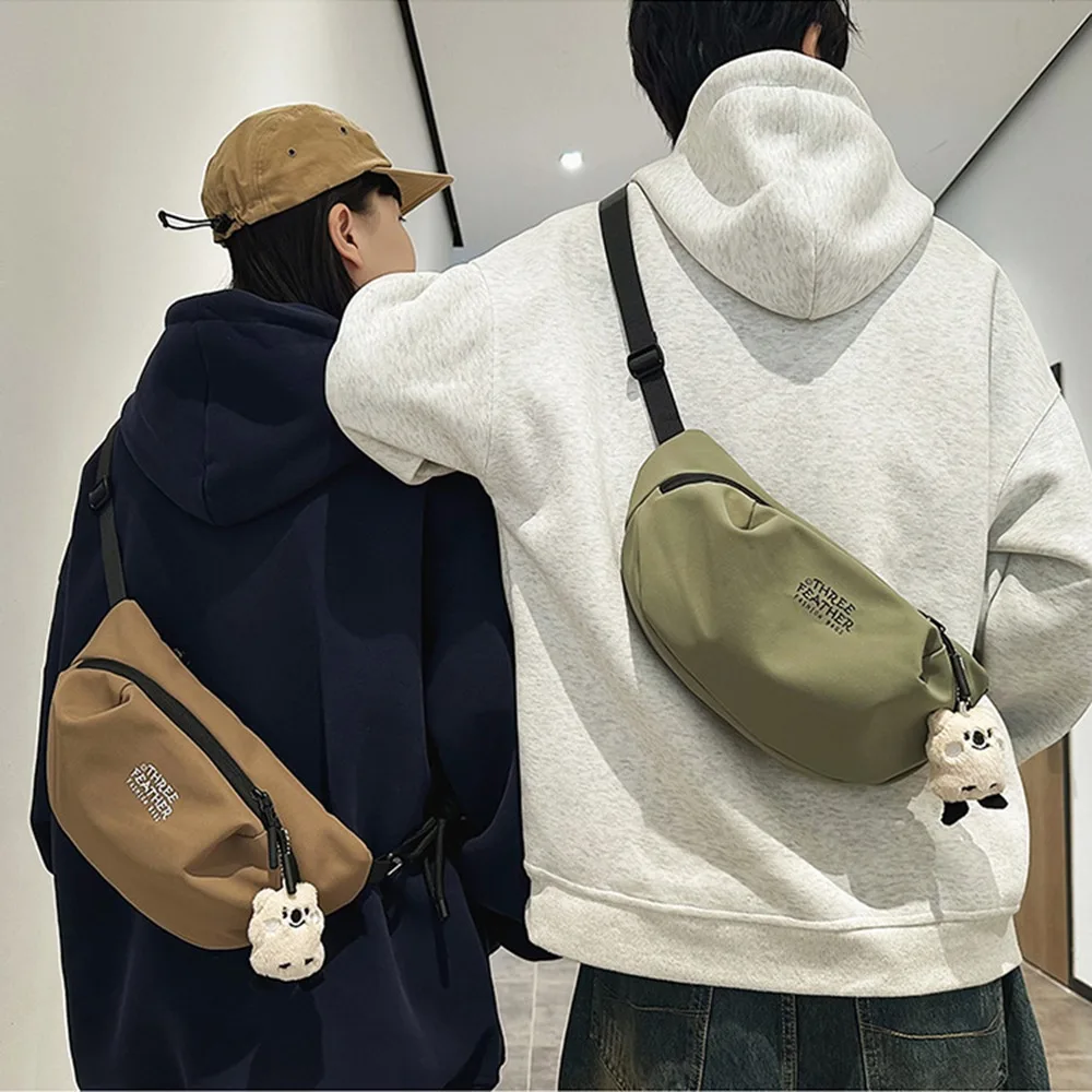 

Повседневная мужская нагрудная сумка, многофункциональная спортивная сумка в форме полумесяца с регулируемым ремешком, нейлоновая поясная сумка на молнии большой вместимости, повседневное использование