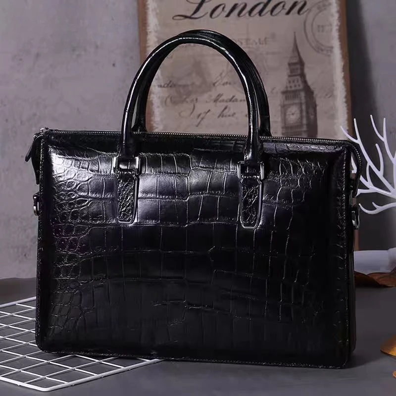 

2026 New Luxury Alligator Pattern Cow Genuine Leather Business Men's Briefcase Male Shoulder Men Messenger Laptop Computer Bag