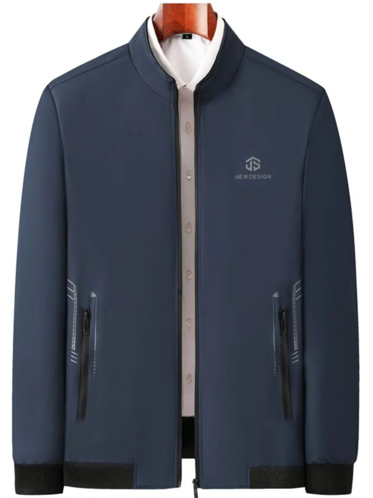 

Мужская повседневная куртка-поло с воротником-стойкой для осени и зимы, модная одежда из полиэстера для мужчин среднего возраста