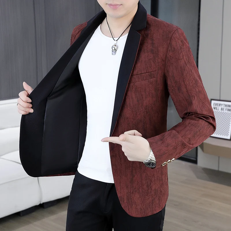 

Весенняя новинка: мужская формальная куртка в корейском стиле с многоцветным клетчатым узором, модная, стильная, приталенная, повседневная куртка для мужчин.