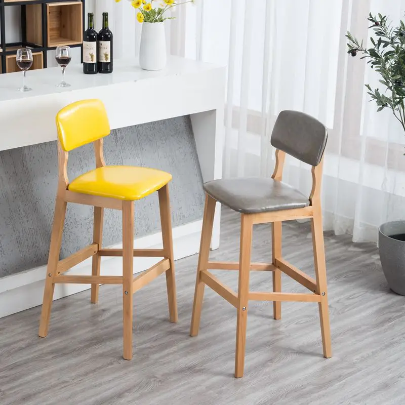 Chaise de Bar à Dossier en Bois Ergonomique et Transparente, Meuble de Luxe, Réglable, Cafétéria, Cuisine