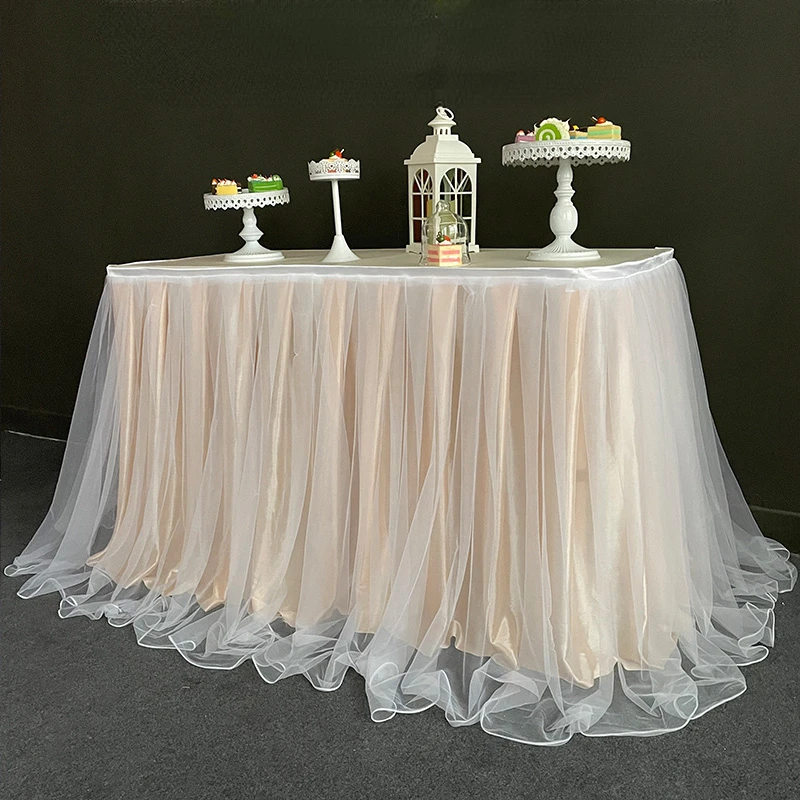 

1M Wedding Dessert Tablecloth Gauze Table Skirt Wedding Decor Birthday Party Dessert Table Decor Yarn Skirt Table Cover Curtain