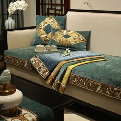 Chinese Style Chenille Sofa Cover Anti-slip Universal for All Seasons Couch Covers Living Room Furniture Luxury Solid Sofa Cover