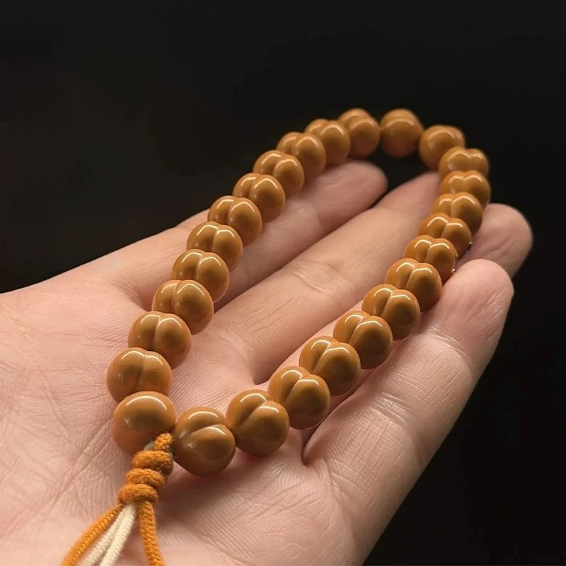 Chinese Style Lucky Fortune Blessing Peach Shaped Monkey Head Walnut Beaded Bracelet Unisex 10-11mm 13-14mm Prayer Meditation
