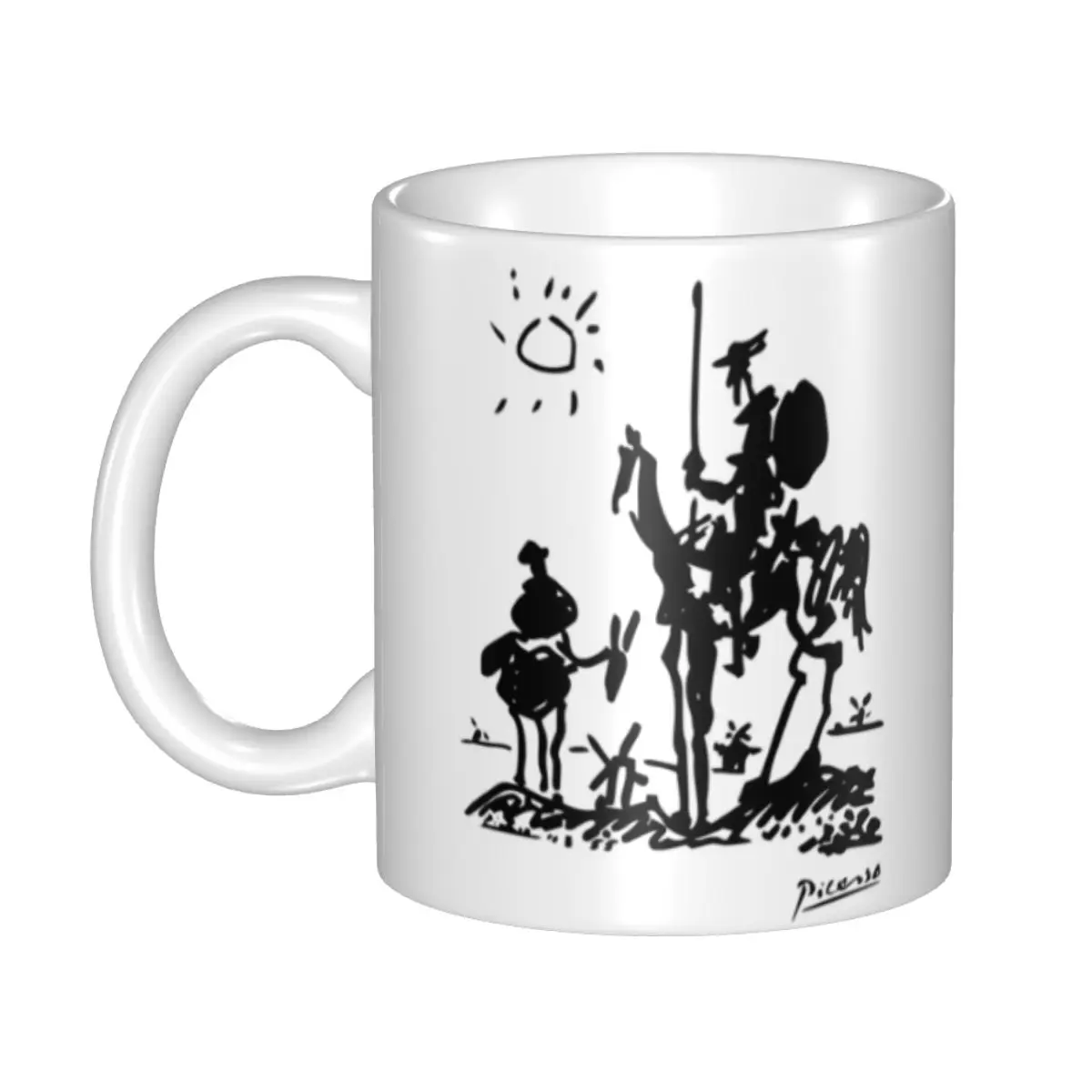 Pablo Picasso Don Quixote Coffee Mugs DIY Customized Spanish Artist Ceramic Mug Creative Gift Outdoor Work Camping Cups