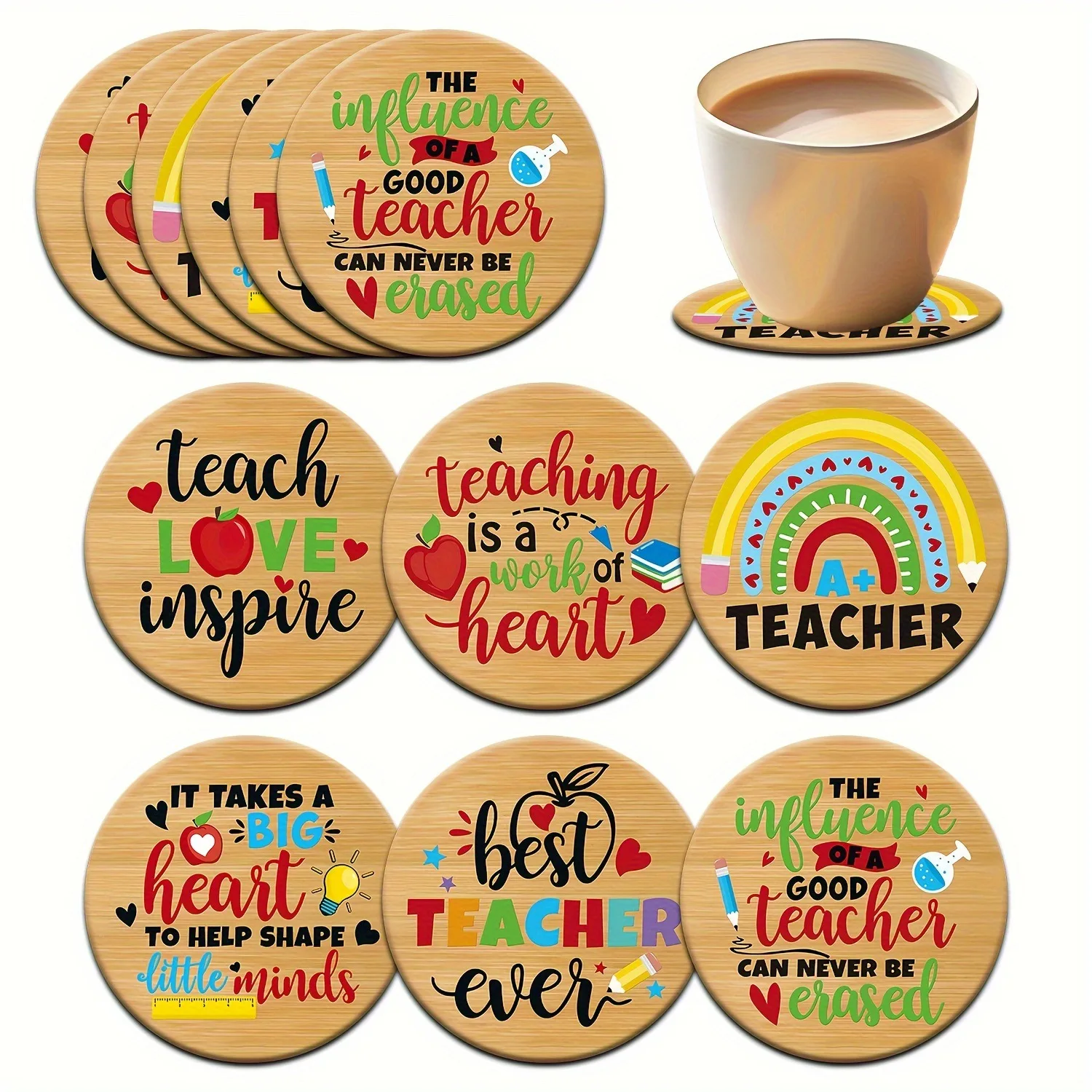 Teacher Appreciation Gifts, Wooden Coasters Set, Back to School Thank You