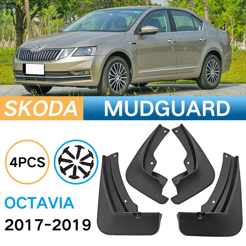 Car Auto Fender Mud Flaps Splash Guards Mudguard for Skoda Octavia 3 2017-2019 Facelift Durable Shock Resistant Wheel Guards