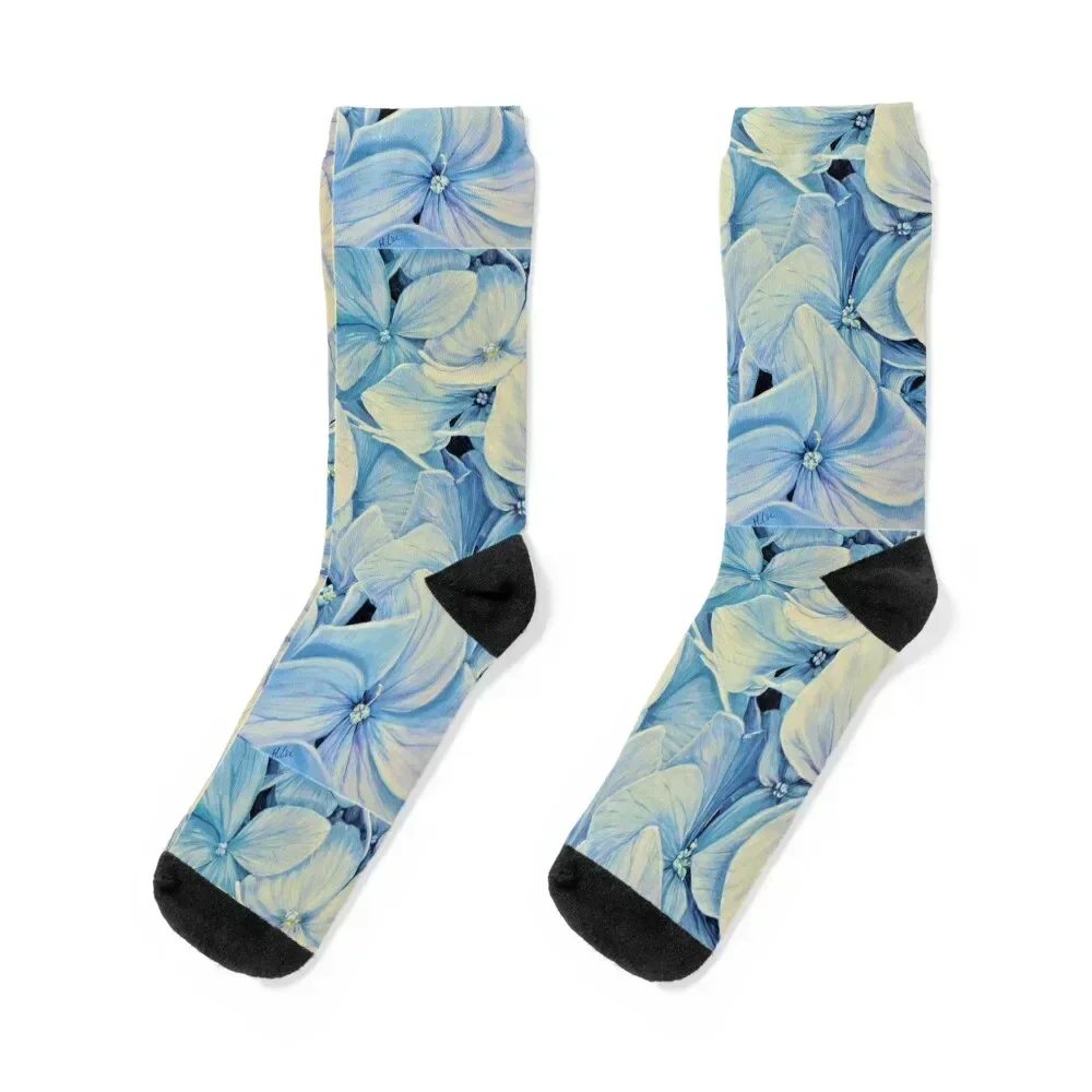 Blue Hydrangea - Each Day I Love You More - By HSIN LIN Socks Toe sports retro Boy Socks Women's