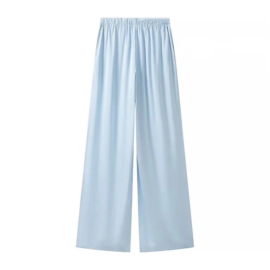 KONDALA Damen Elegantes Schickes Hosenset Blaue Spitze Durchsichtige Kurze Oberteile, Kordelzug Weite Hosen 2026 Sommer Trendiges Urlaubsset – Detail 14
