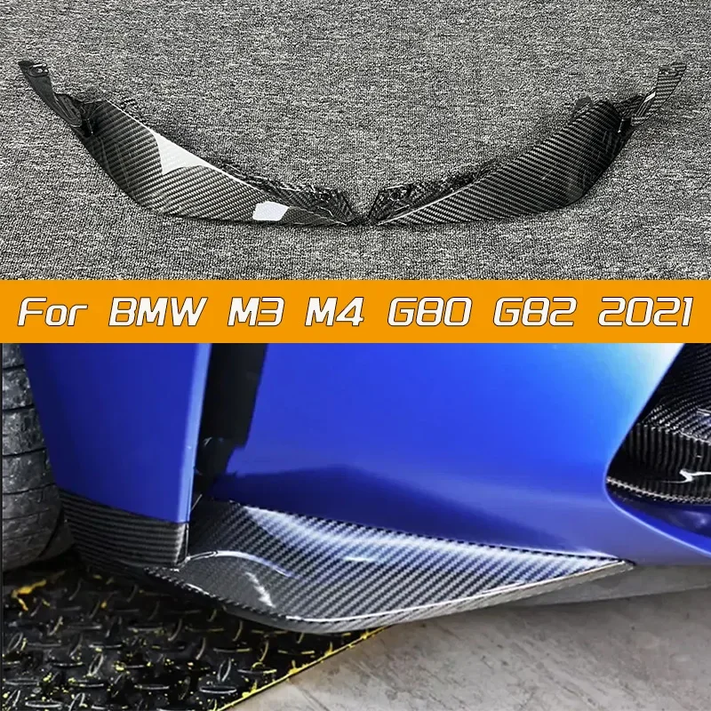 Car front bumper dry carbon fiber side diverter baffle front spoiler for BMW M3 M4 G80 G82