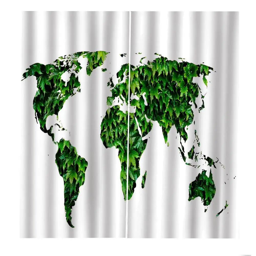 green map curtains Modern custom 3d curtains small fresh and simple style blackout curtains