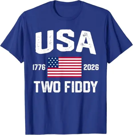 Two Fiddy 2 Fiddy 250th Anniversary 4th of July T-Shirt Y2k USA Proud Patriotic Graphic Saying Tee Neuheitsgeschenk Streetwear Tops – Detail 4