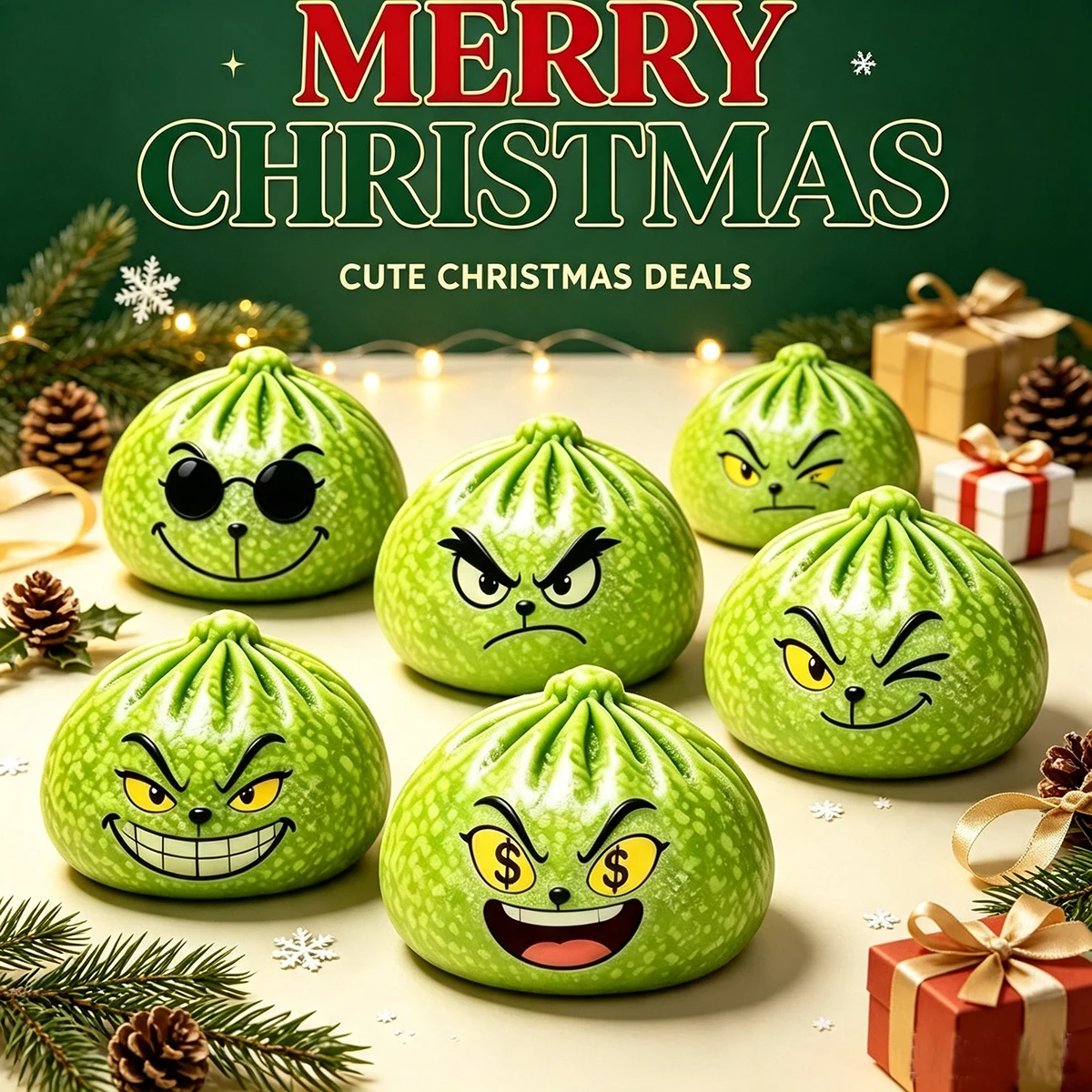 Glitzernde Grüne Teigtaschen, Quetschbare Stressabbau-Geschenke, 8,5 cm, Lustige Teigtaschen-Stress-Fidget für Weihnachtsfeier, Neujahrsgeschenk, Dekoration – Detail 1