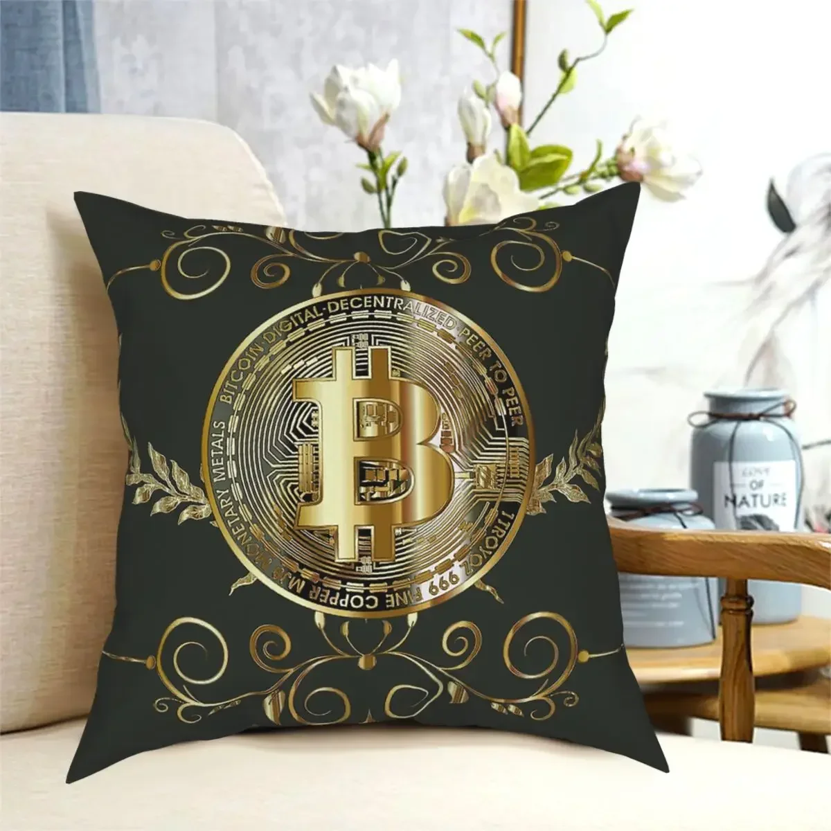 Bitcoin Coin Pillow Cover Decorative Pillow Crypto Cryptocurrency Ethereum Btc Blockchain Funny Pillowcase