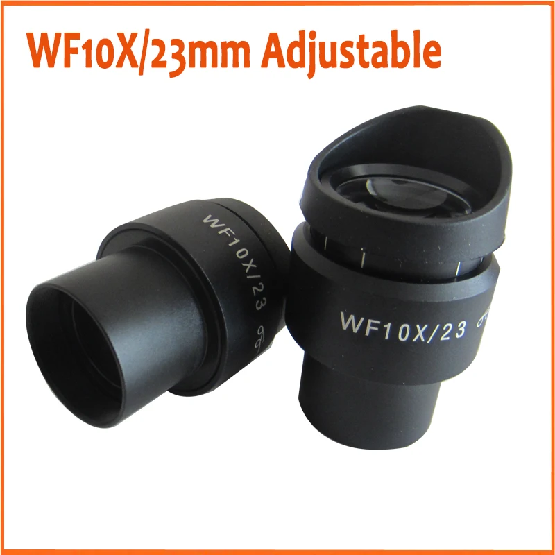 WF10X 23mm Zoom Adjustable High Eyepoint Wide Angle Eyepiece Lens for Stereo Microscope 30mm with Rubber Eye Guards Shield Caps