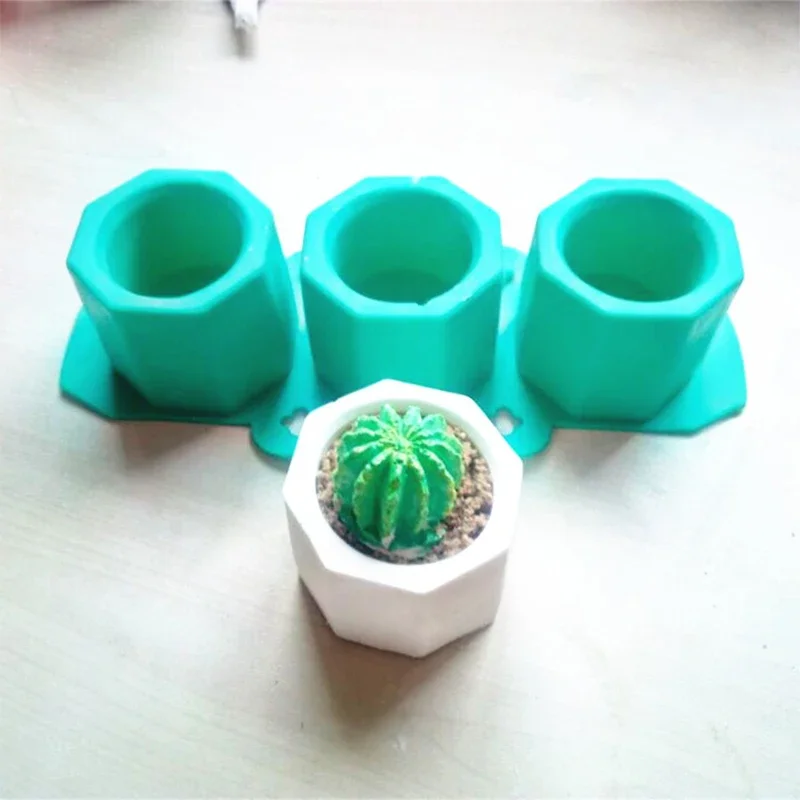 Cement Pot DIY Silicone Flowerpot Mold Succulent Making Manual Clay Craft  Geometric Concrete