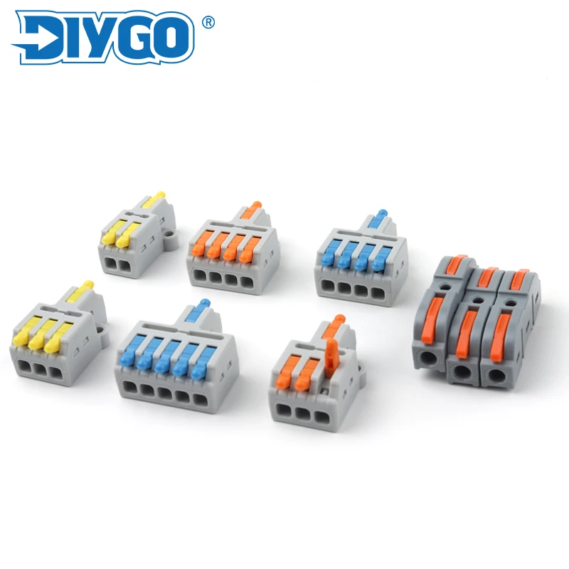 

10PCS Mini 1 in Multiple Out Push-in Electrical Wire Connector Terminal Block Universal Compact Fast Wiring Connectors Port