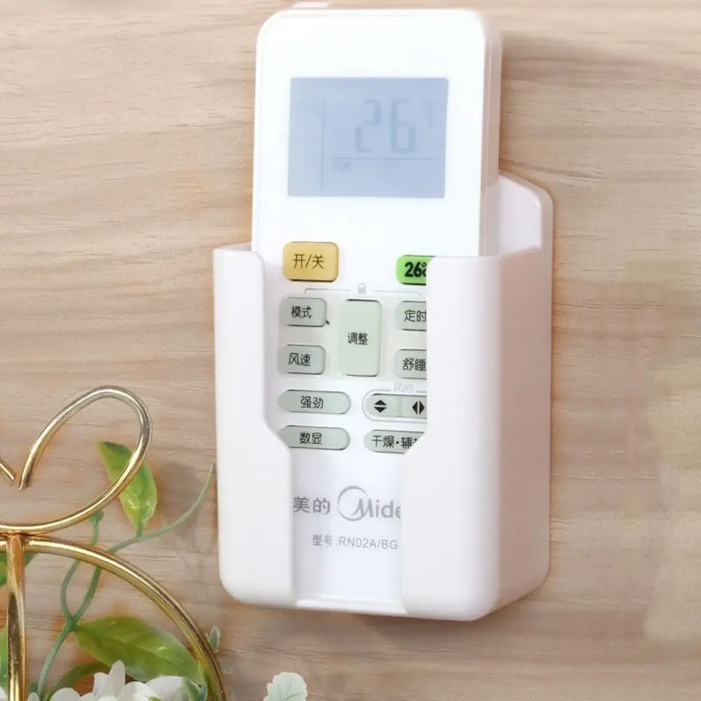 Plastic Air Conditioner Remote Control Holder Self Adhesive White Mobile Phone Plug Holder Waterproof Wall Mounted