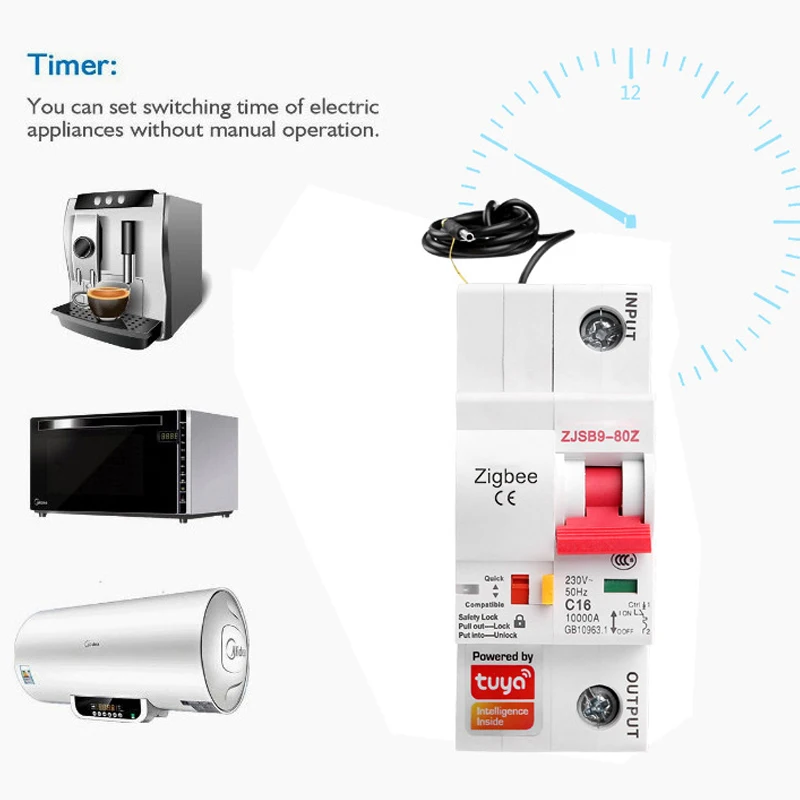 220V 1P Smart Circuit Breaker WiFi Automatic Switch Overload Short Circuit Protection Alexa Google Home Compatible
