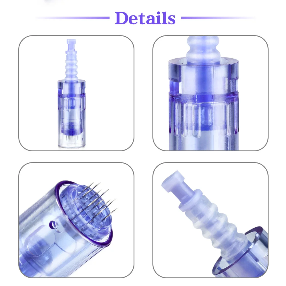 Cartuchos de agulhas Dr pen a6, 9, 12, 24, 36, 42pin, nano, redondo, quadrado, para derma, microneedling, a6, para a pele, 10, 50pcs