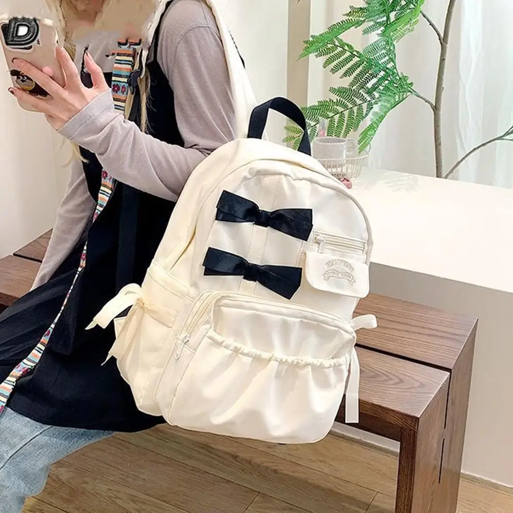 

HOT Fashion Backpack Canvas Student Large-capacity Pleat Schoolbag Travel Anti-theft Shoulder Bags Japanese Cute Girl Backapck