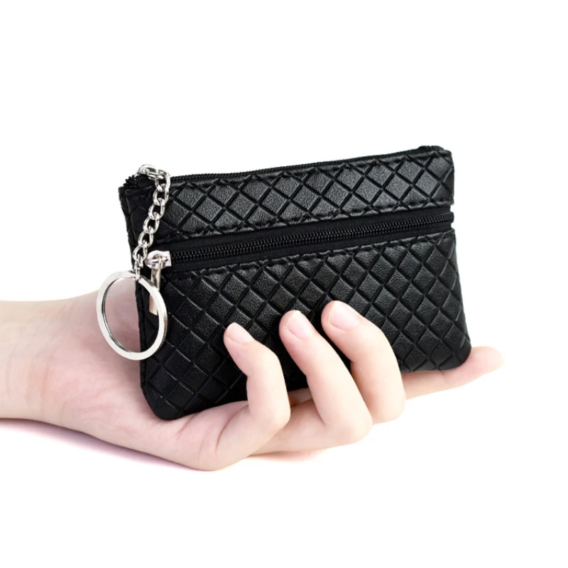 5PCS New Change Purse Ladies Zipper Short PU Leather Pure Color Card Bag Change Coin Bag Key Bag Woman Wallet Wholesale