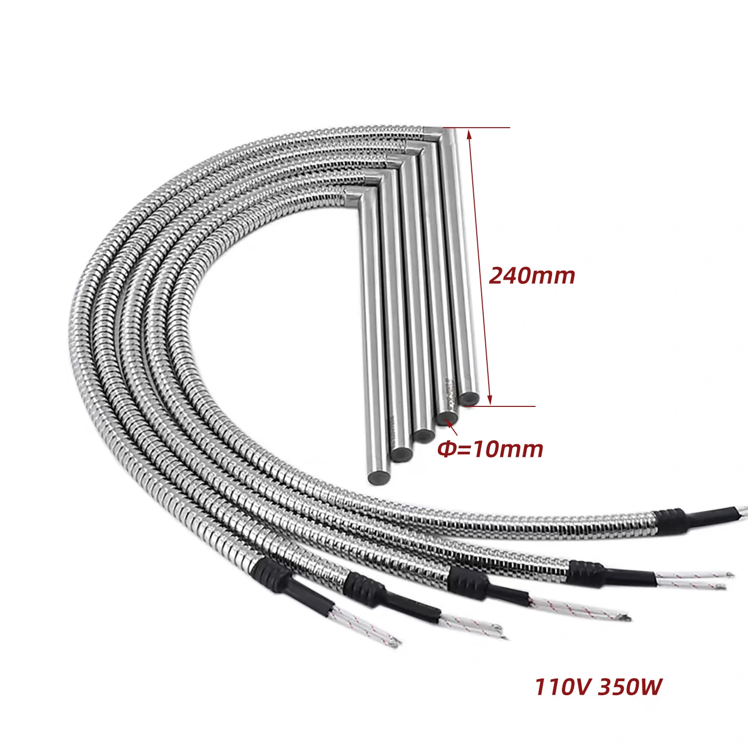 5pcs 110V 350W Right Angle Cartridge Heater L Shape Electric Tubular Heater Stainless Steel Heating Element for Molding