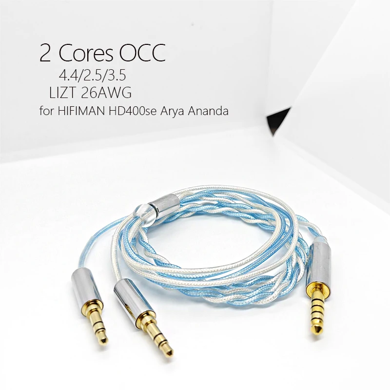 for HIFIMAN Edition xs Arya HD400se Ananda Cable LIZT 2 Core Earphones Silver Plated Upgrade OCC 4.4mm Balance 2.5 3.5