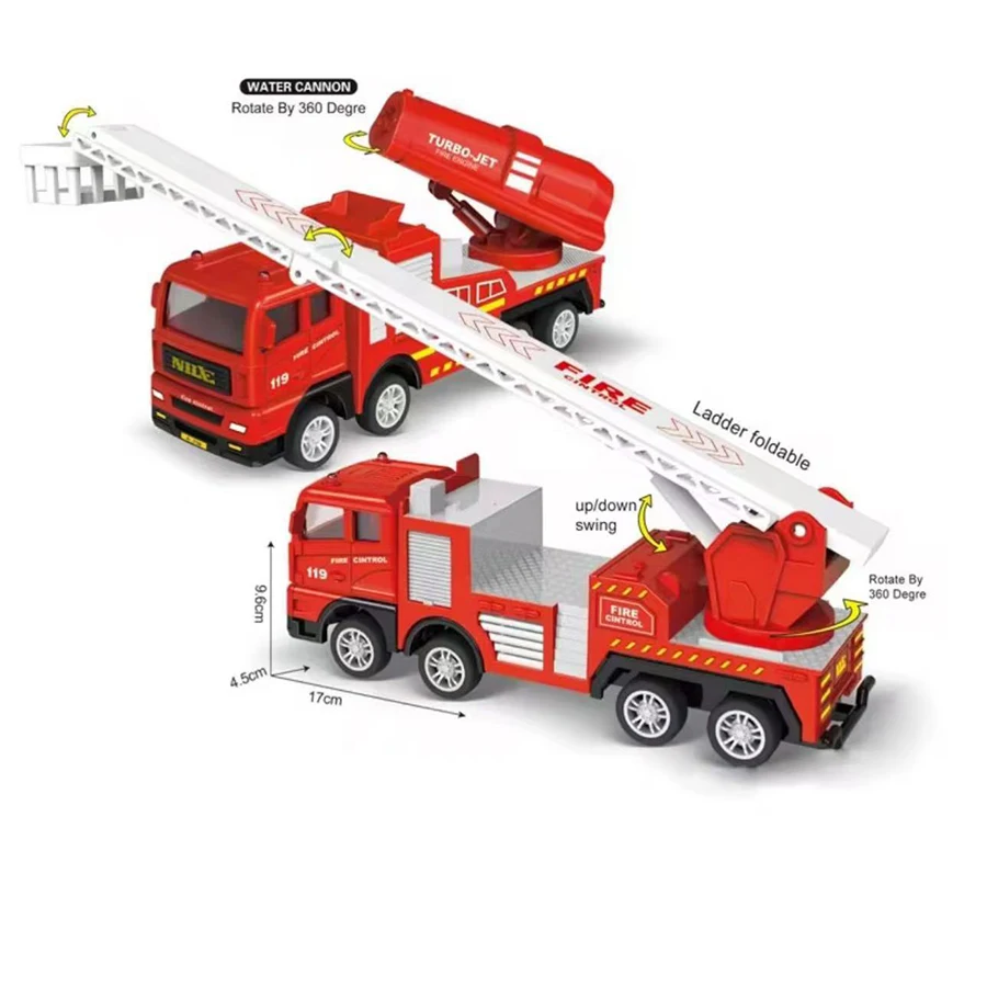 1pc-Alloy Fire Truck 1:32 Simulation Firefighting Diecast Rescue Vehicle Fire Ladder Engineering Car Model Kid Toy Birthday Gift