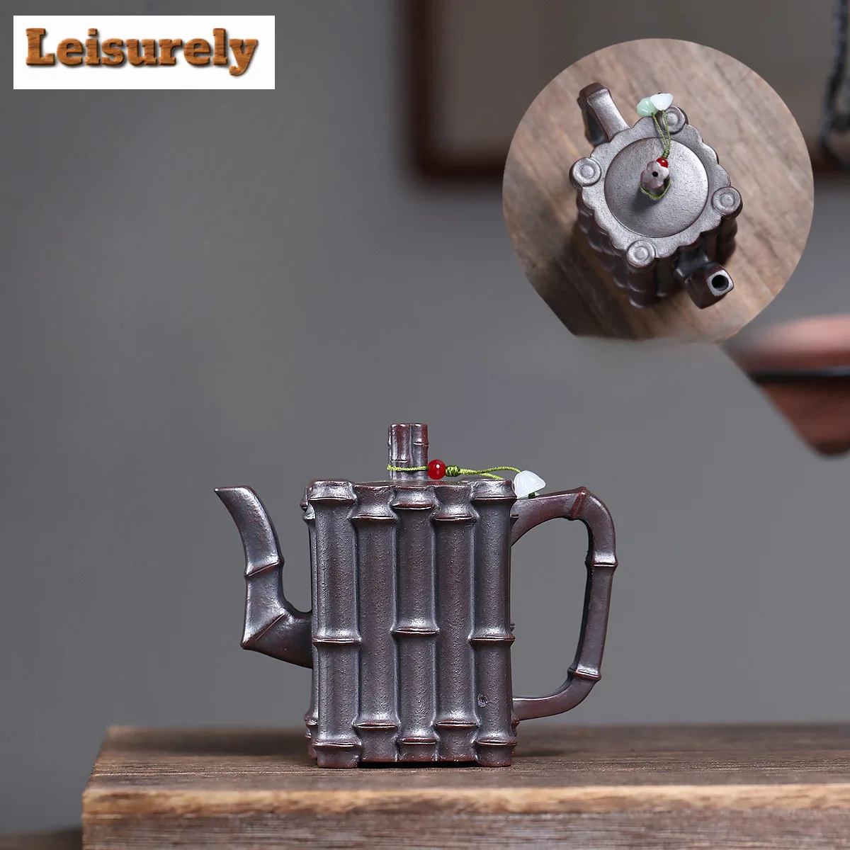 

260ml Yixing Purple Clay Teapots Handmade Square Pot Raw Ore Antique Brass Mud Tea Soaking Kettle With Strainer Zisha Tea Set