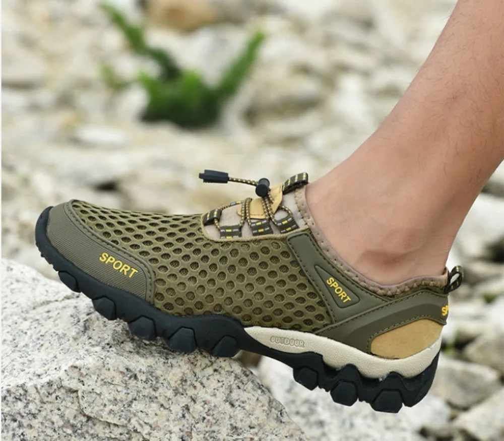 Zapatillas de deporte informales para hombre, zapatos de senderismo con plataforma de malla transpirable, ligeros e impermeables, para caminar al aire libre, novedad de primavera, 2024