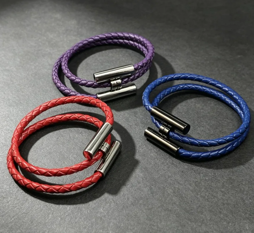 2026 New Silver Clasp Leather Wristband Woven Unisex Fashion Multifunctional Bracelet