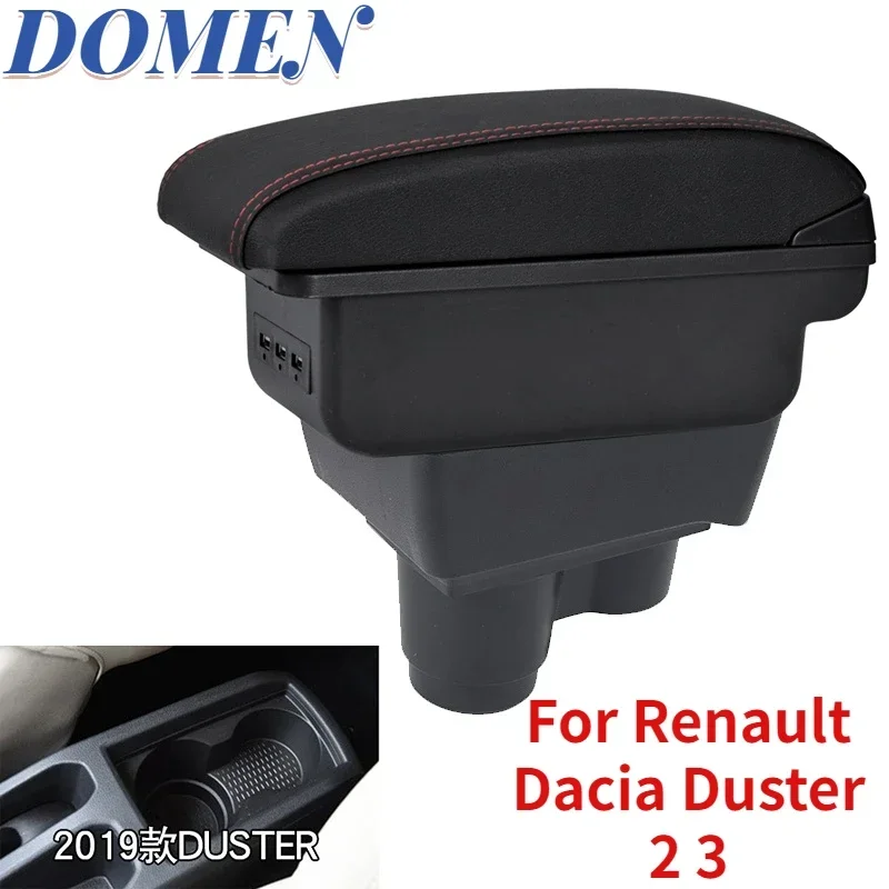 For Renault Dacia Duster 2 3 Armrest Box With Multi-functional PU Cushion Car Accessories Interior Retrofit Parts USB 2018-2021