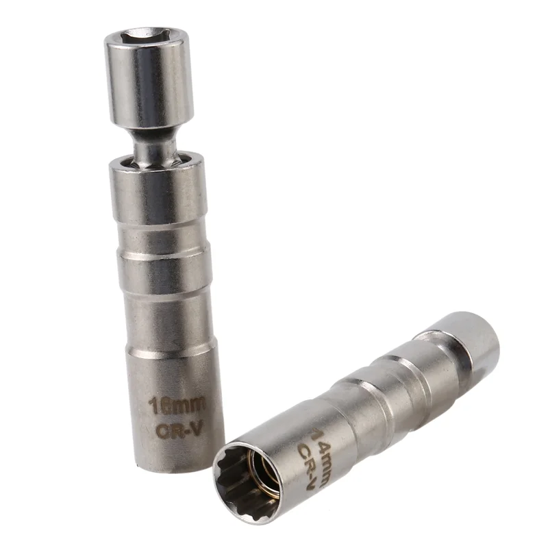 

AC88-3Pc 14MM & 16MM Thin Wall Magnetic Swivel Spark Plug Socket - 3/8-Inch Drive 12-Point Spark Plug Socket Removal Tool
