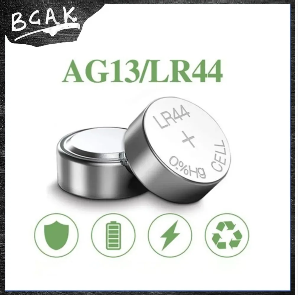 HOT LR44 210mah  BCAK Battery Button Watches Cell Coin Battery LR44 Cells Alkaline Button Batteries AG13 1.55V Watch Ronic