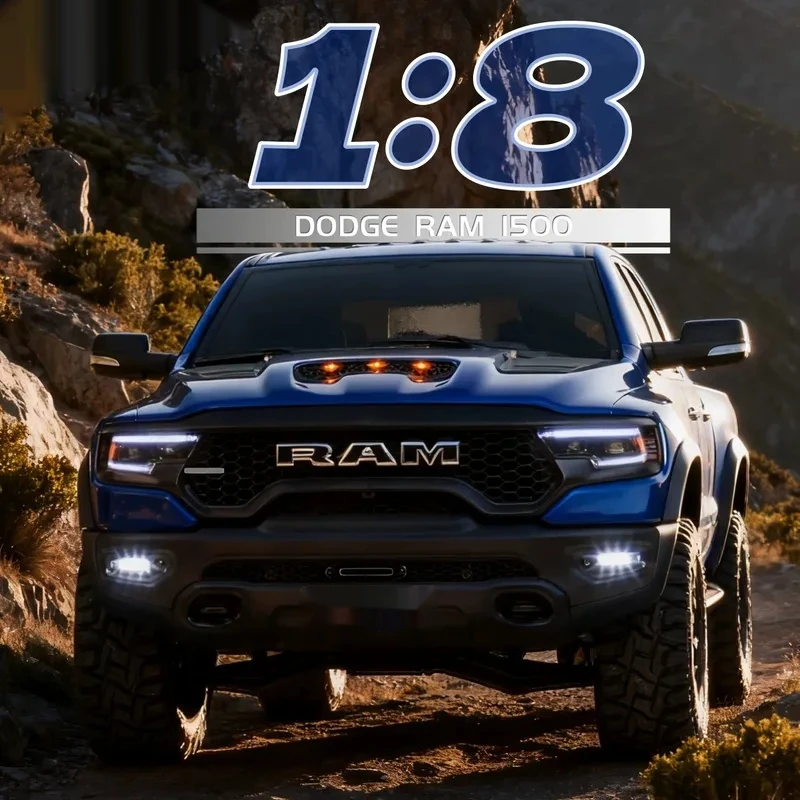 KM Thunder 1/8 Scale RAM 1500 Tyrannosaurus RC Remote Control Off-Road Pickup Truck Electric Model Car for Boys Birthday Gift
