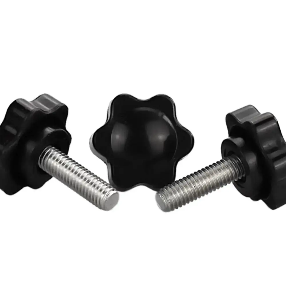 5PCS Portable Plum Blossom Handle Hex Handle Screw Star Shape Black Hand Screws Fasteners Carbon Steel Handle Bolt