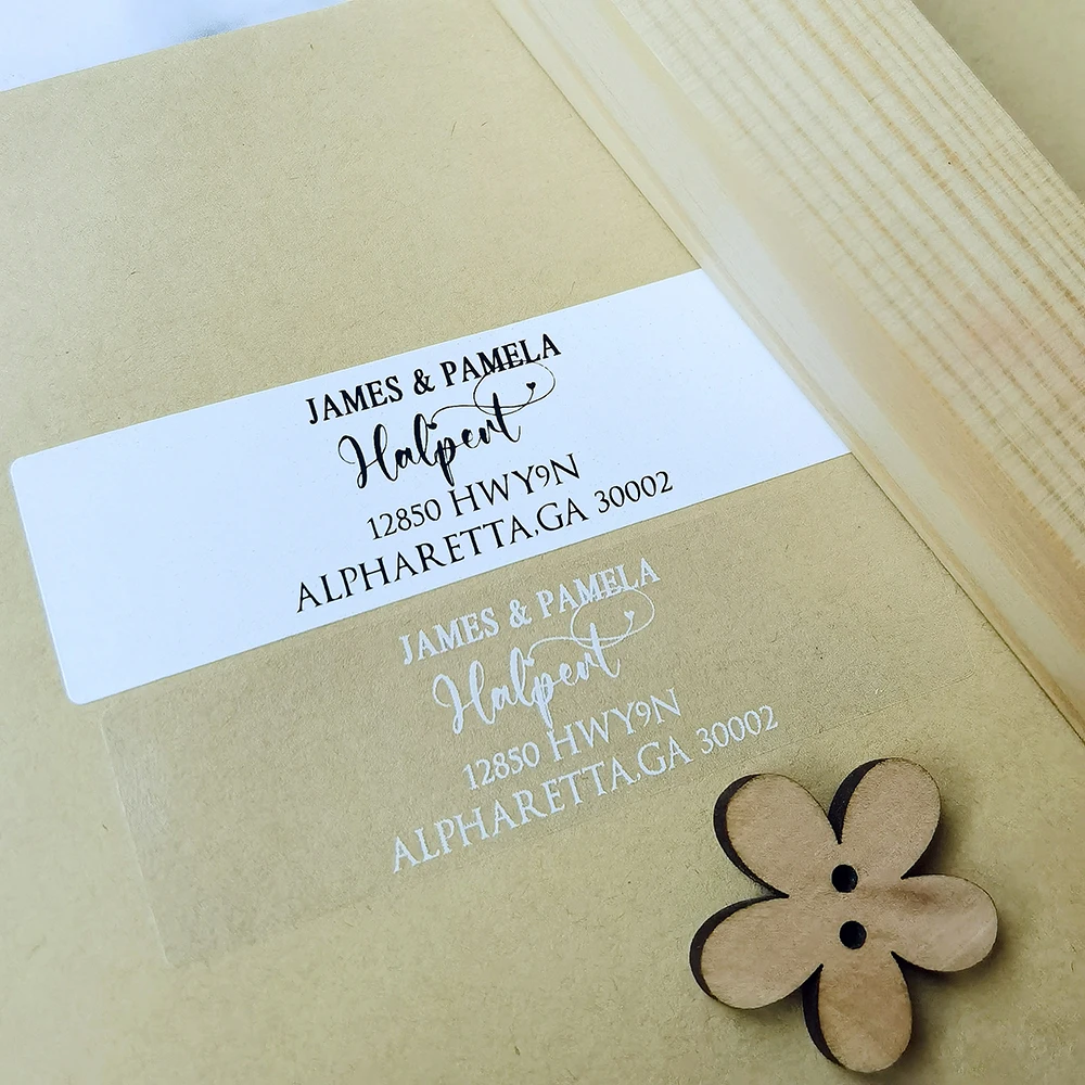 48pcs 20X70mm Customization Address Sticker Custom Wedding Favor and Gift Tags Customization of transparent stickers