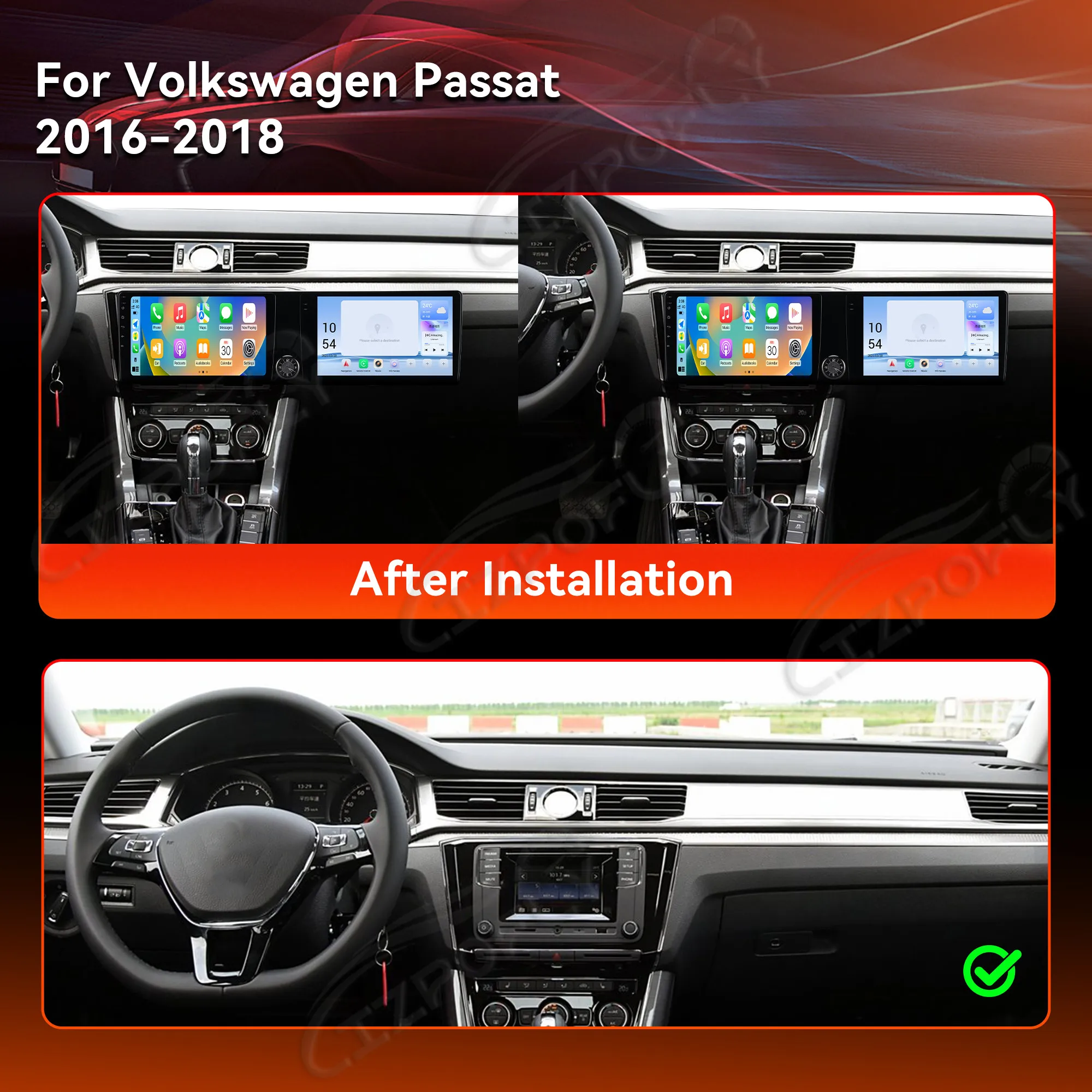 

Dual Screen 10.1 inch Car GPS Android 13 Navigation For Volkswagen Passat 2016-2018 Head Unit Multimedia Player Car Radio Auto