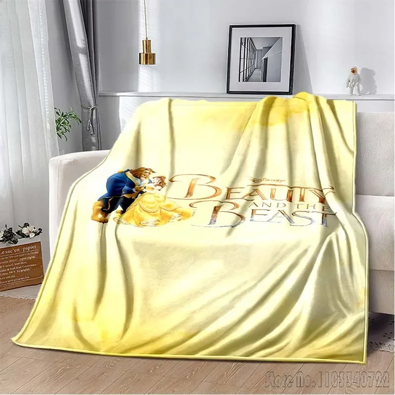  Cartoon Beauty and The Beast Room Warm Blanket Comfortable Soft Portable Travel Picnic Blanket Gift for Family or Friends