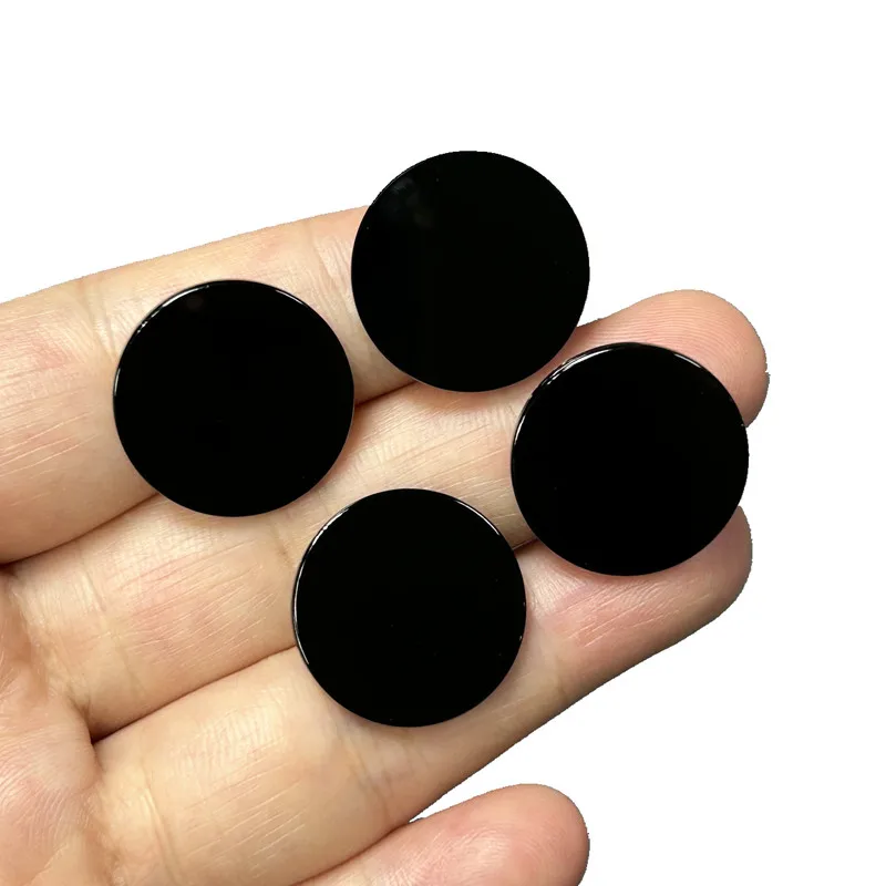 100pcs/lot Natural Black Agate Stone Beads Round Coin Onyx For Jewelry Making