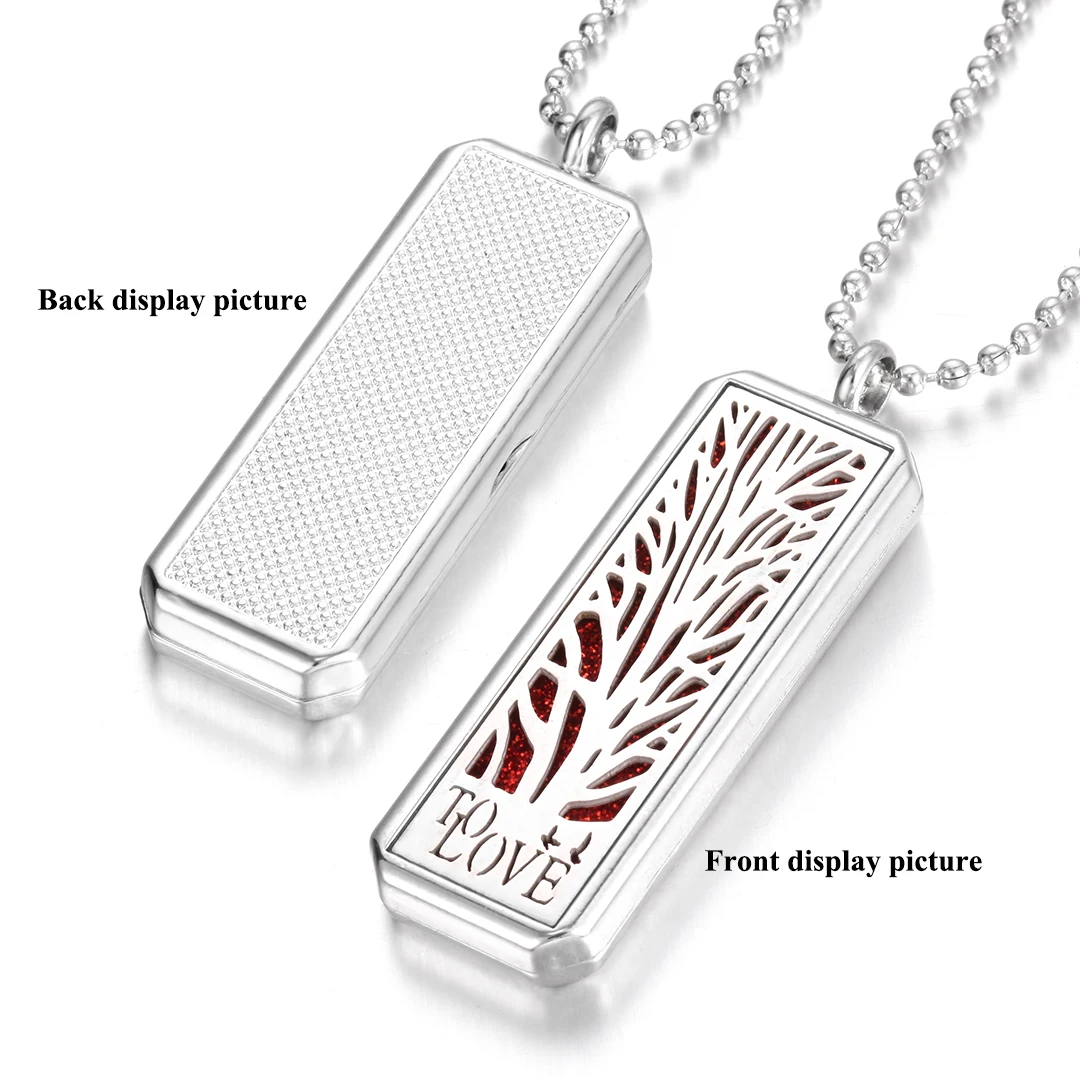 Rectangle Aromatherapy Necklace Stainless Steel Alloy Aroma Perfume Essential Oil Diffuser Locket Pendant Necklace Drop Shipping