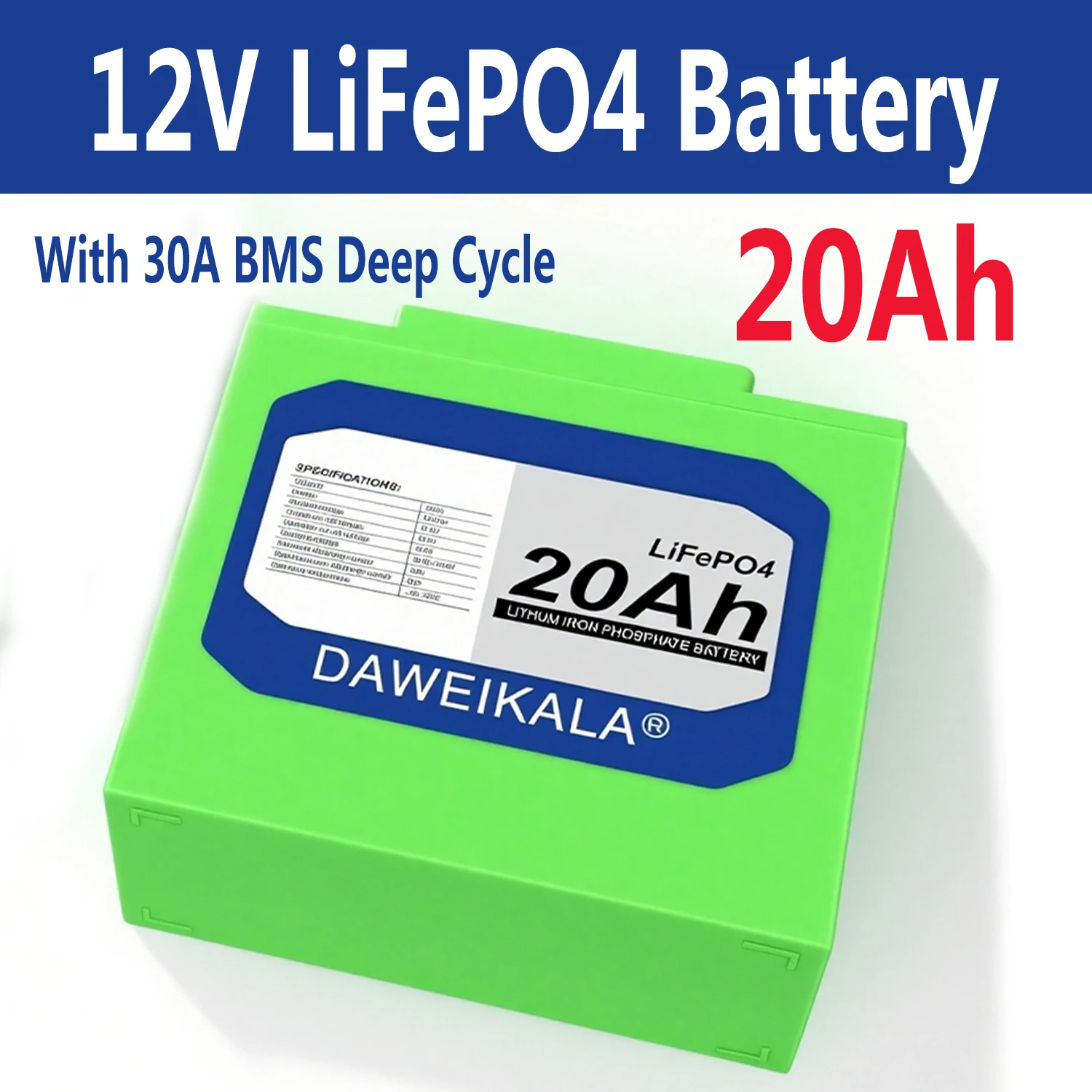 

Высококачественная аккумуляторная батарея LiFePO4 20 Ач 12 В с BMS 30 А для электрического велосипеда, электровелосипеда, автофургона, морской лодки, троллингового двигателя, солнечной энергии