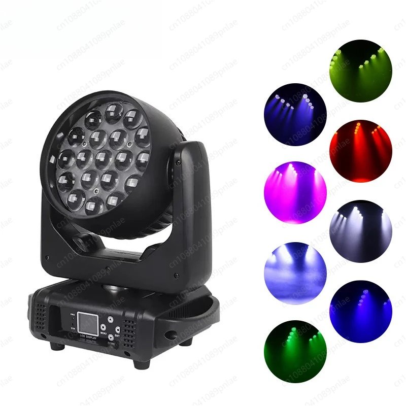 19-LED Zoom Wash Moving Head Par Light Stage Spotlight for Wedding Show Bar Banquet Live Broadcast