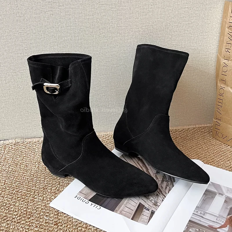 

Ankle Boots for Women Flats Shoes Suede Elegant New 2025 Winter Fashion Woman Sneakers Casual Sport Shoes Party Snow Boots Mujer